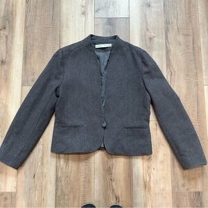 Larry Levine Vintage Wool Blazer Minimalist Luxury Sm Dark Gray Women's Jacket